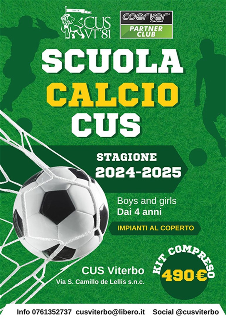 Al Cus Viterbo parte la scuola calcio Club Coerver Coaching del centro universitario sportivo